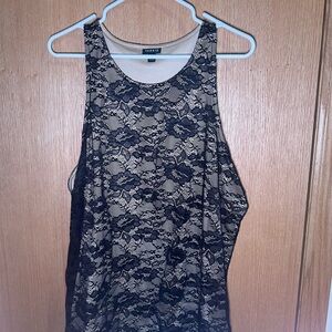 Torrid Black and Cream Lace Tank Top